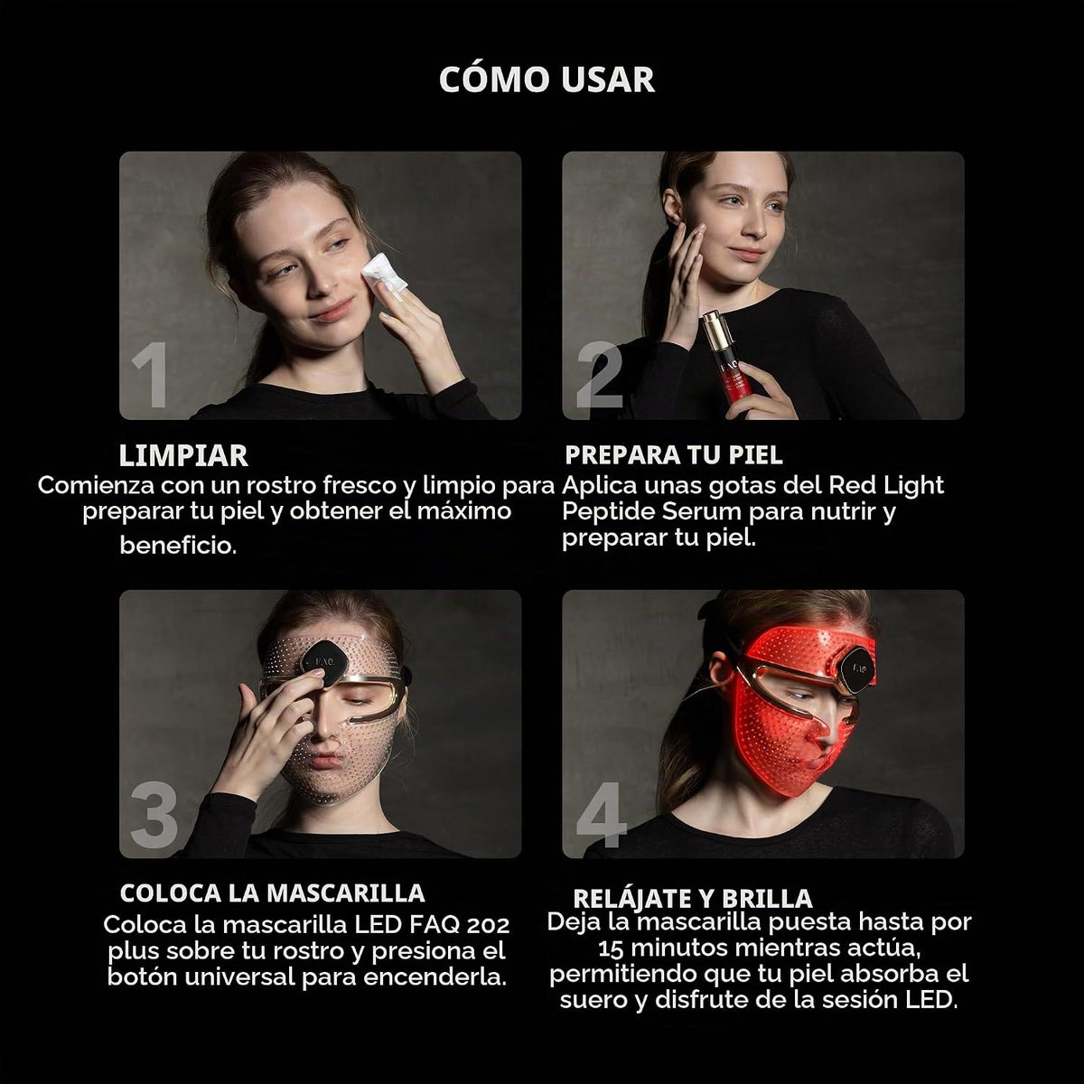 FAQ 202 Plus Advanced 8-Color LED Mascarilla - Dispositivo para el...
