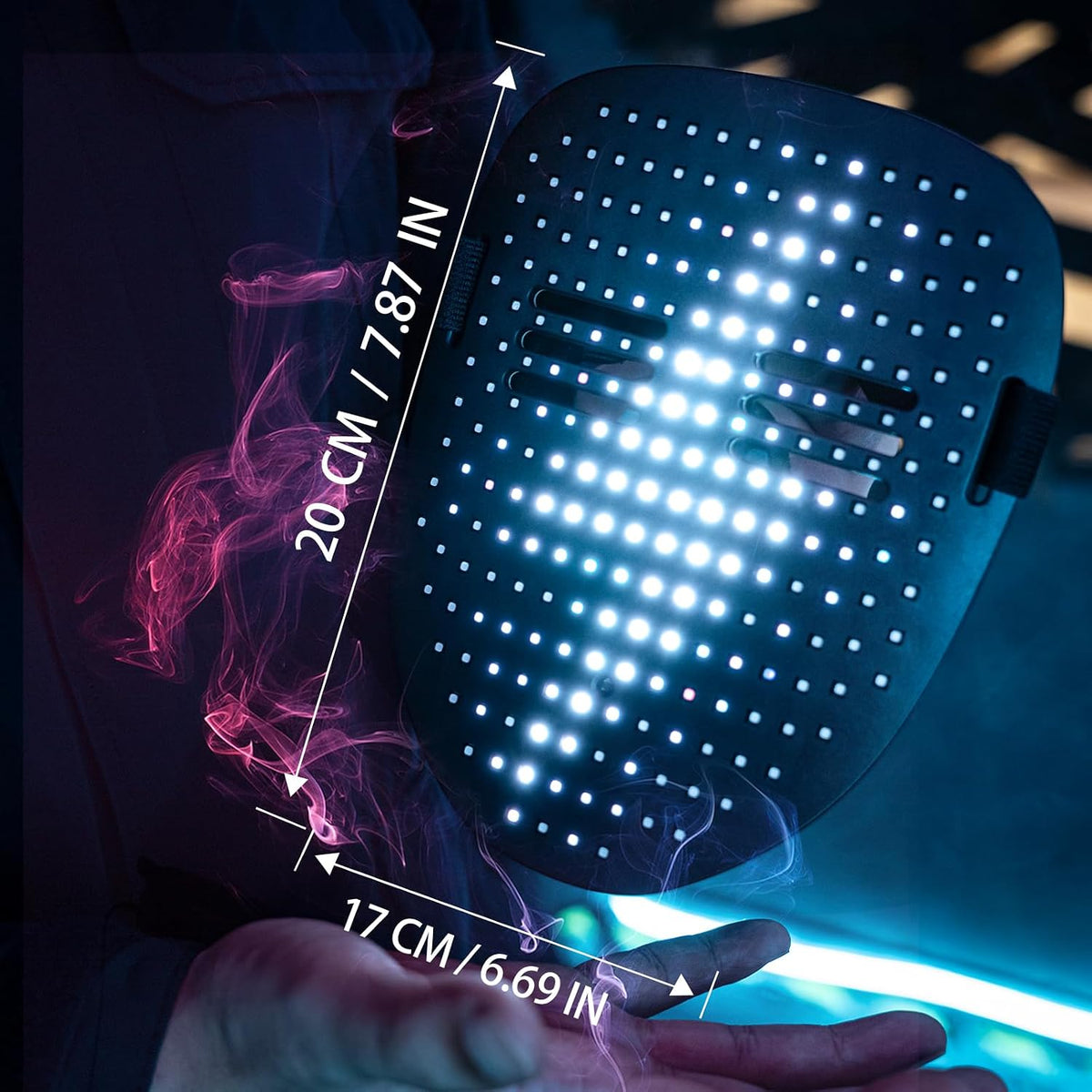 MOYACA Máscara LED con luz, máscara que se ilumina con detección de...