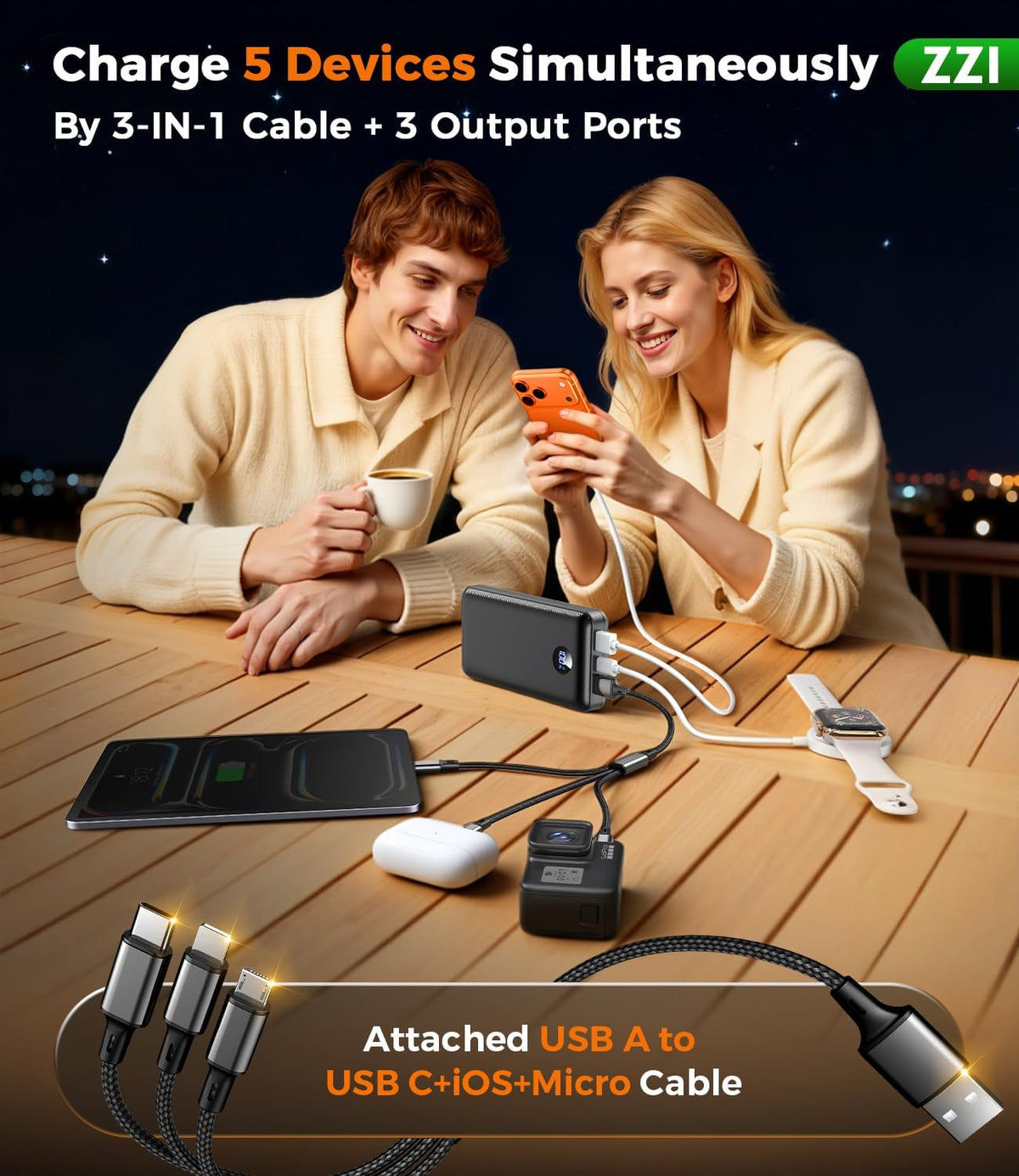 Cargador portátil ZZI Power Bank 60000mAh, batería de carga rápida...