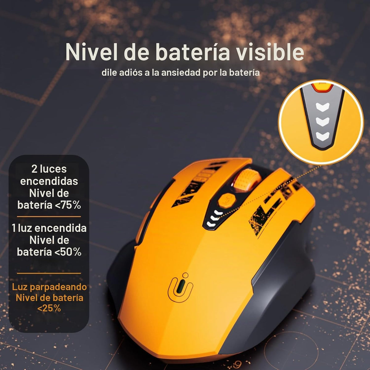 Uineer Ratón inalámbrico, ratón de computadora recargable de 2.4 GH...