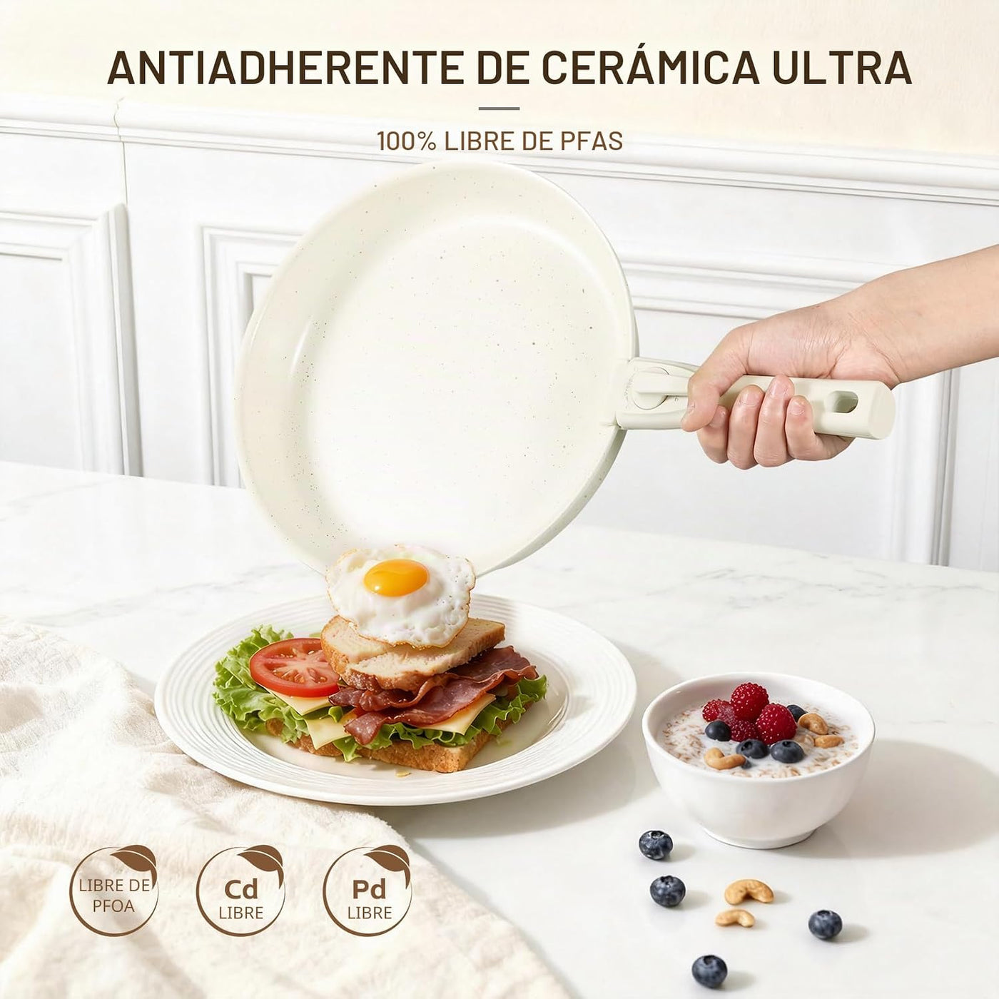 Ammeloo Juego de ollas y sartenes de cerámica antiadherentes, juego...
