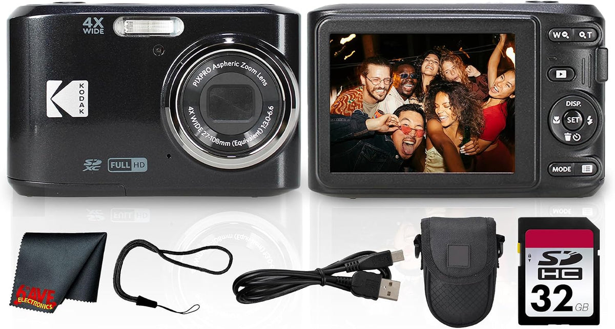 Kodak PIXPRO FZ45 16MP 4X Zoom Cámara digital (negro) (FZ45BK) Paqu...