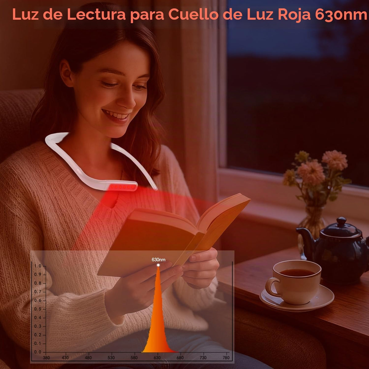 Finezeal Luz de lectura de cuello rojo de 630 nm, recargable, regul...