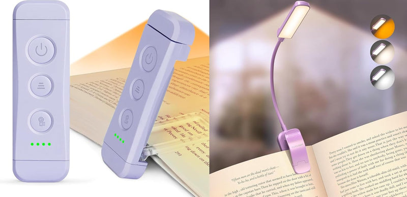 Paquete de 2 luces para libro Glocusent, luz compacta con clip de 5...