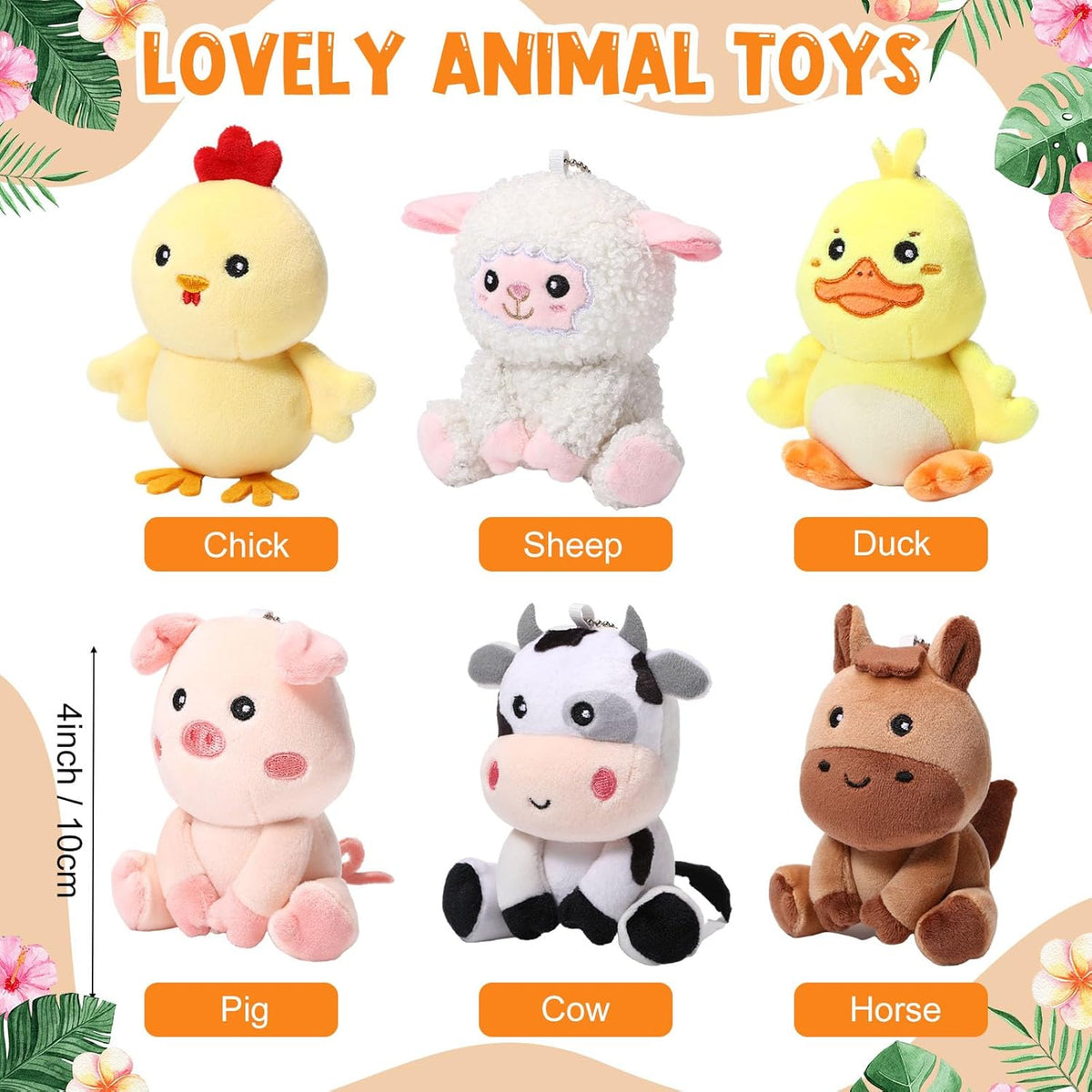 Aoriher 6 piezas de animales de peluche de granja de 4 pulgadas, an...
