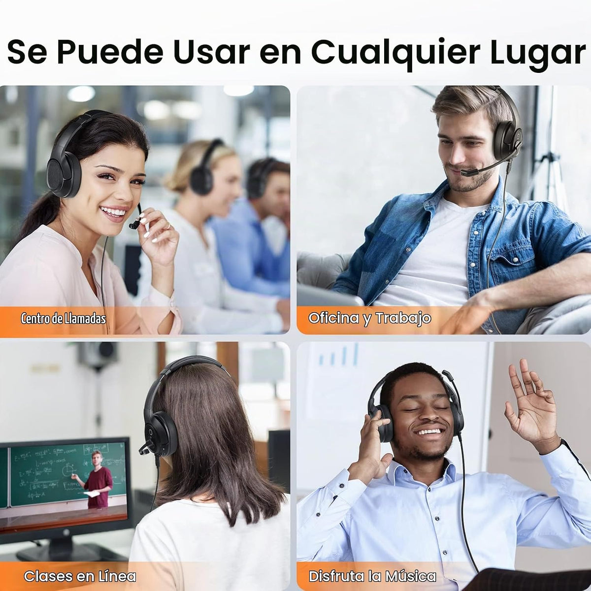 EKSA Auriculares con micrófono para laptop, auriculares con cable p...