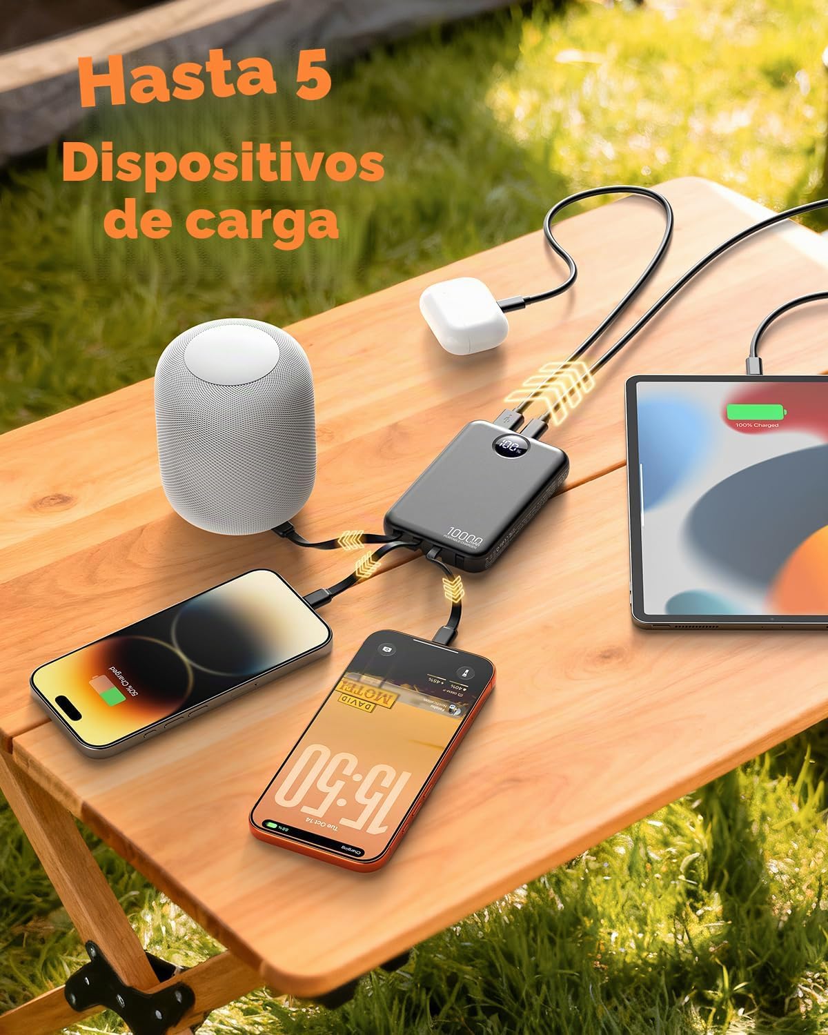 Zmmyuluo Cargador portátil de 10000 mAh con 4 cables integrados, pa...