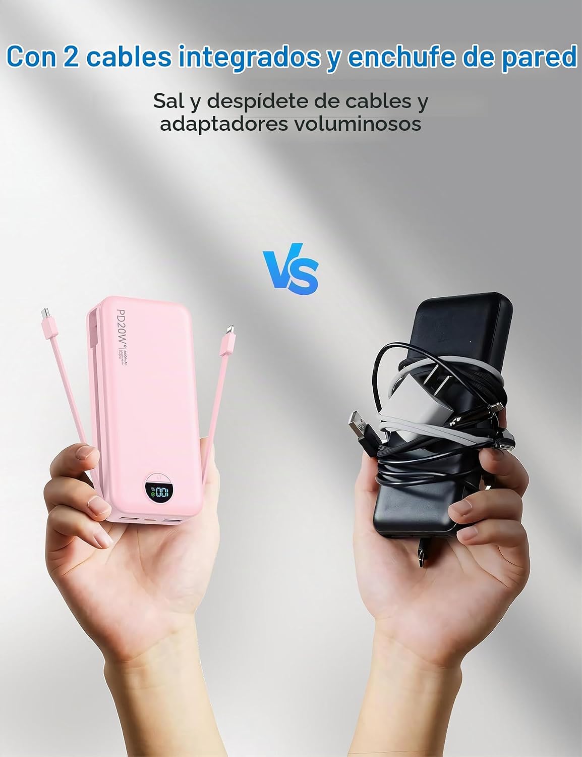 Cargador portátil Ffnpua 20000mAh PD20W con cables incorporados | C...