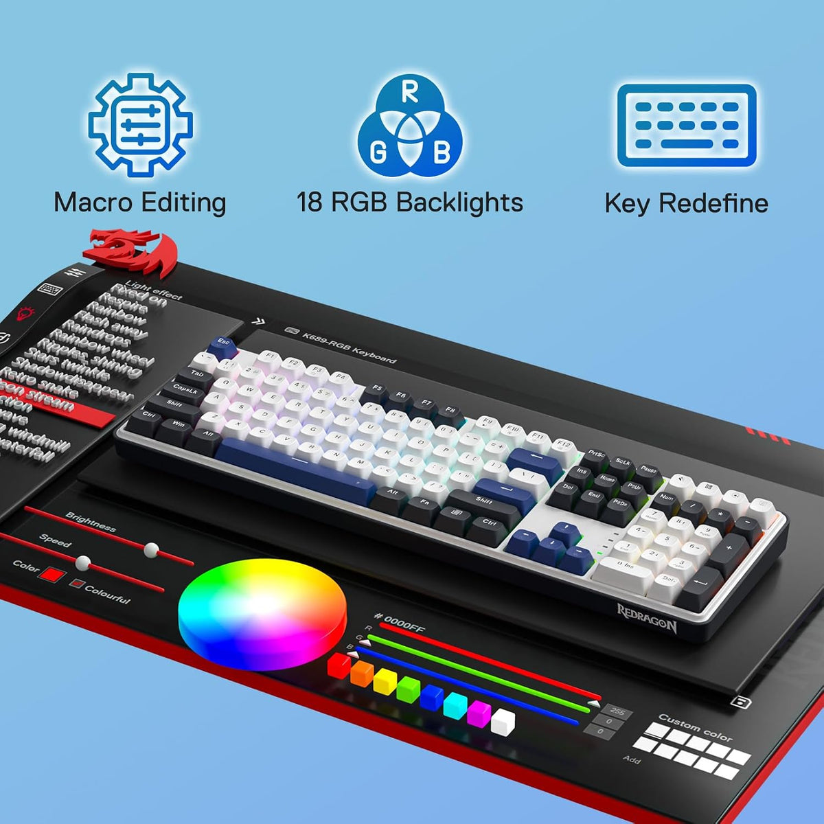 Redragon K689 - Teclado para juegos con cable y junta de goma RGB,...