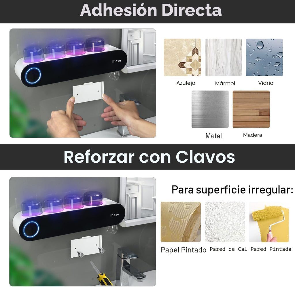 iHave Porta cepillos de dientes para baños, desinfectante y soporte...