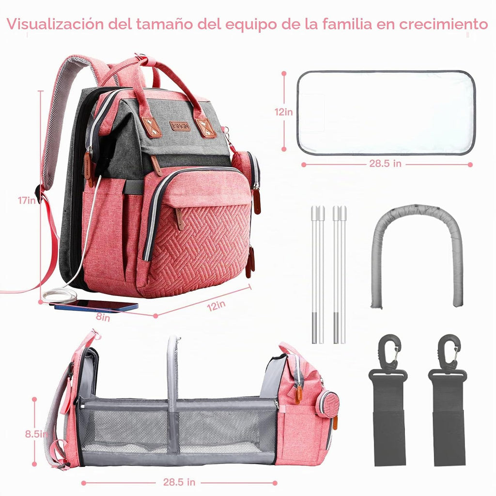 ISMGN Mochila para pañales con cambiador, bolsa de pañales grande,...