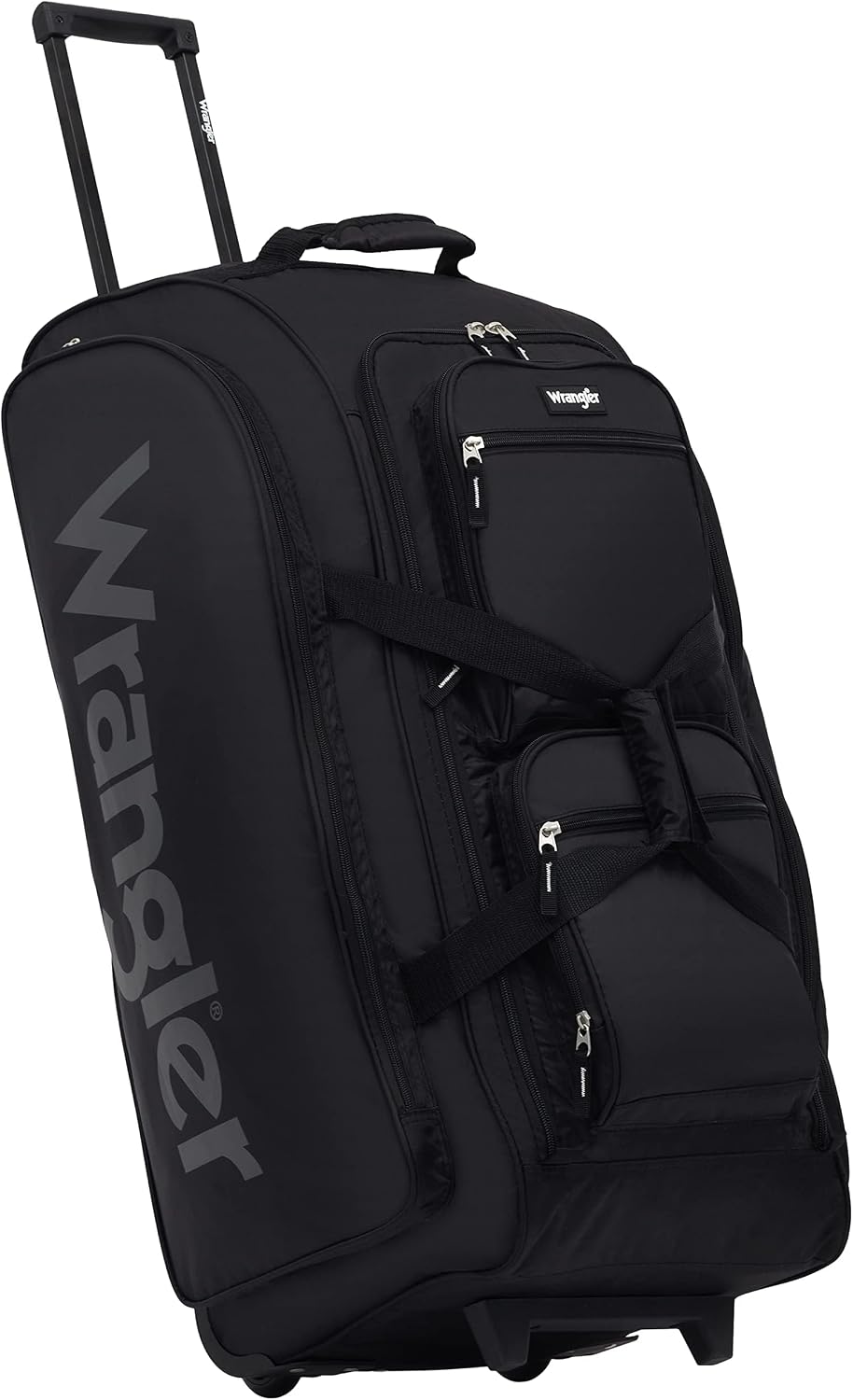 Wrangler Wesley - Bolsa de viaje con ruedas, Negro, Grande, 30 pulg.