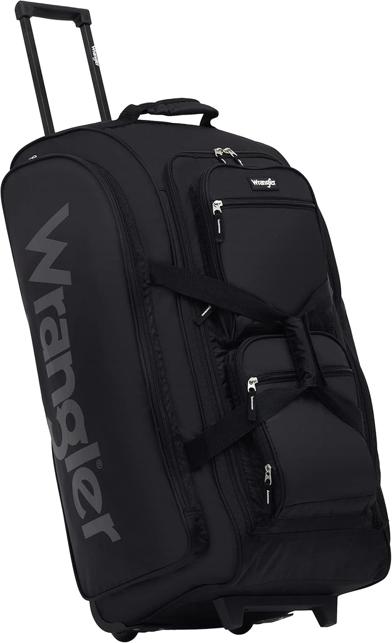 Wrangler Wesley - Bolsa de viaje con ruedas, Negro, Grande, 30 pulg.