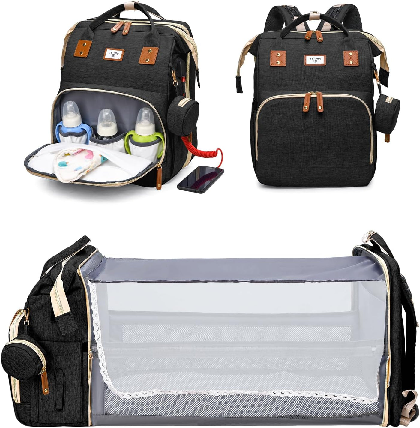 JSTPRO Mochila para pañales con cambiador, capacidad de 25 litros,...