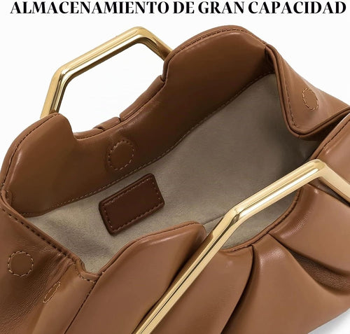 2026 Nuevo bolso de mano de cuero marrón para mujer - Elegantes bol...