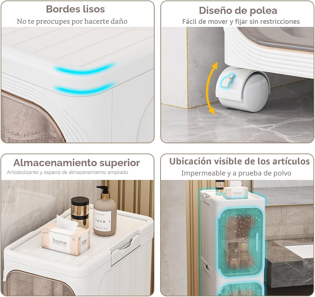 KHNR Armario de almacenamiento de baño delgado de 2 niveles, gabine...
