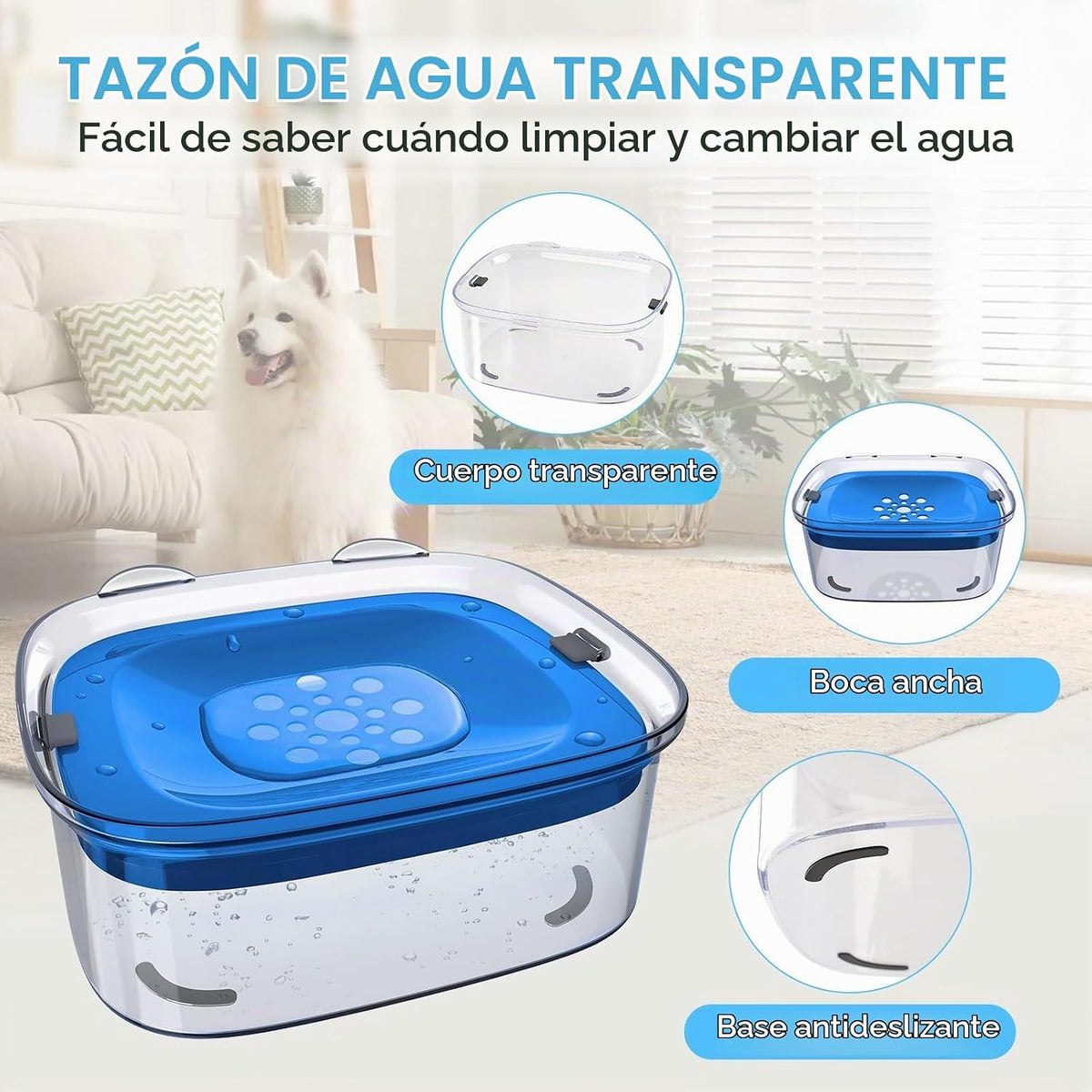 AONKEY Cuenco de agua para perros sin derrames de 3 litros con disc...