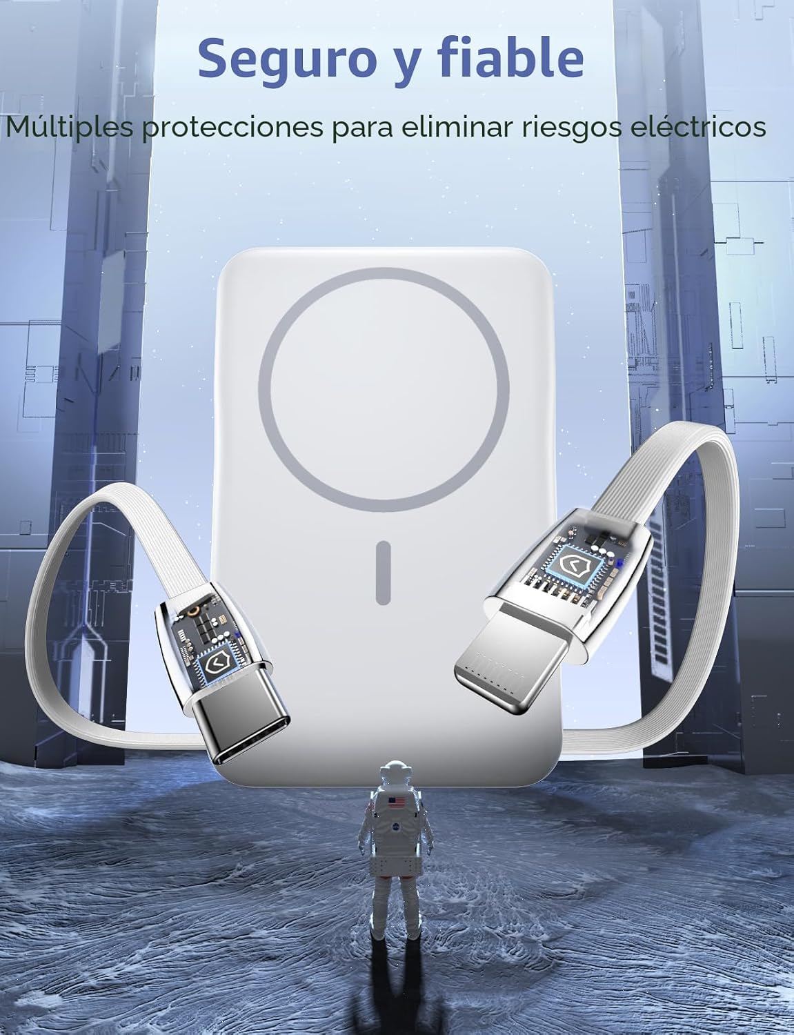 Cargador portátil magnético 10000mAh, banco del poder 20W con cable...
