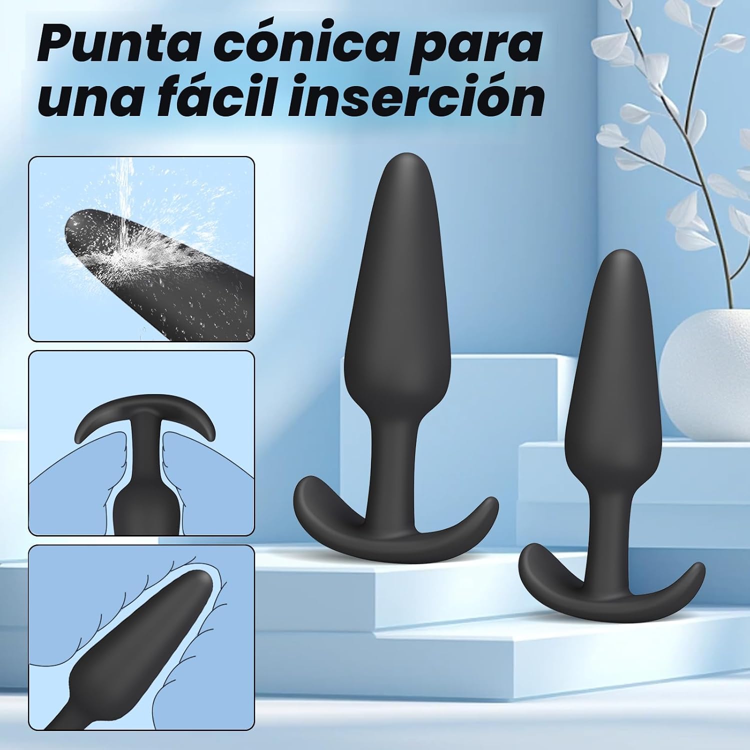 URZZAN Juego de 4 tapones anales de silicona para principiantes a a...