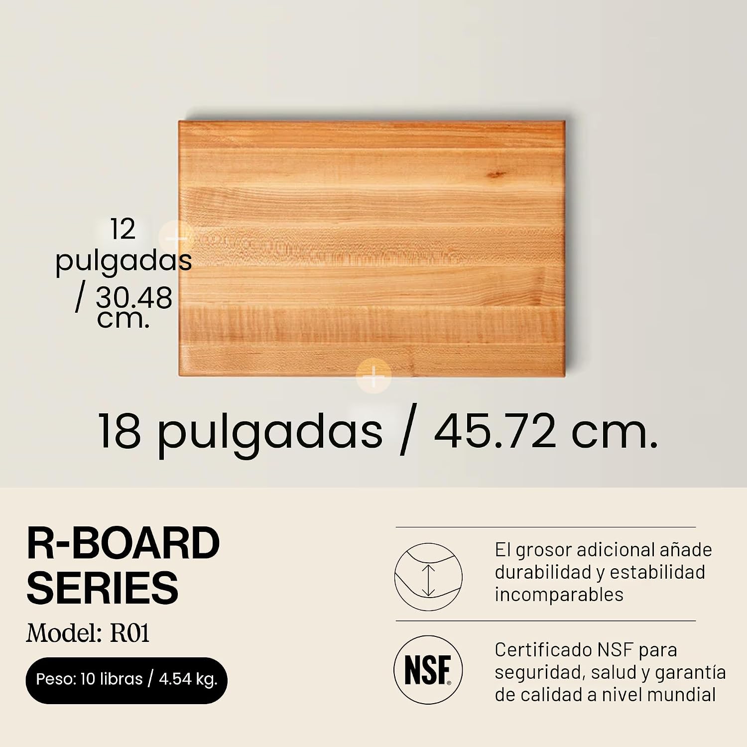John Boos R-Board Series Tabla de cortar rectangular de madera de a...