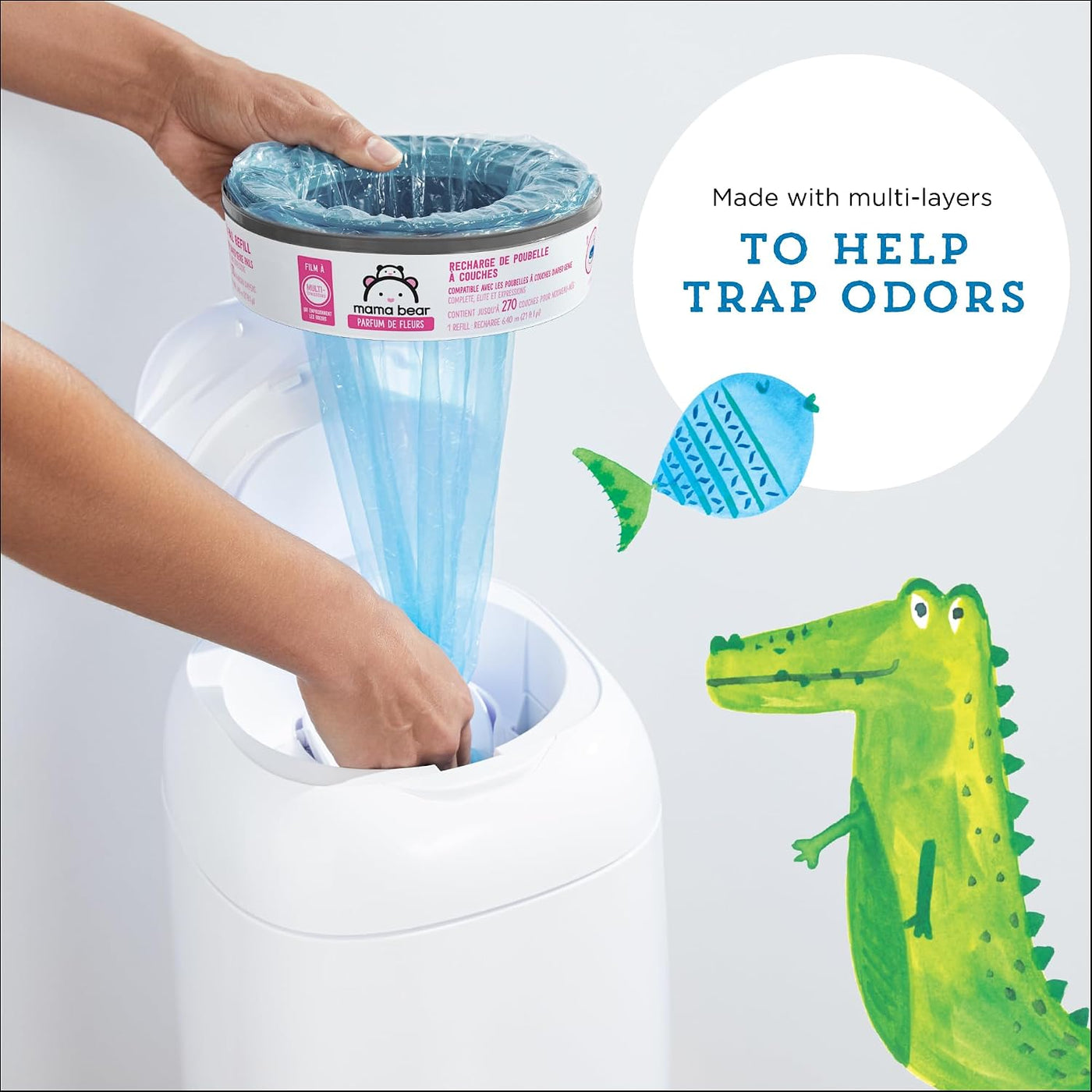 Marca Amazon - Recargas de cubo de pañales Mama Bear con aroma a fl...