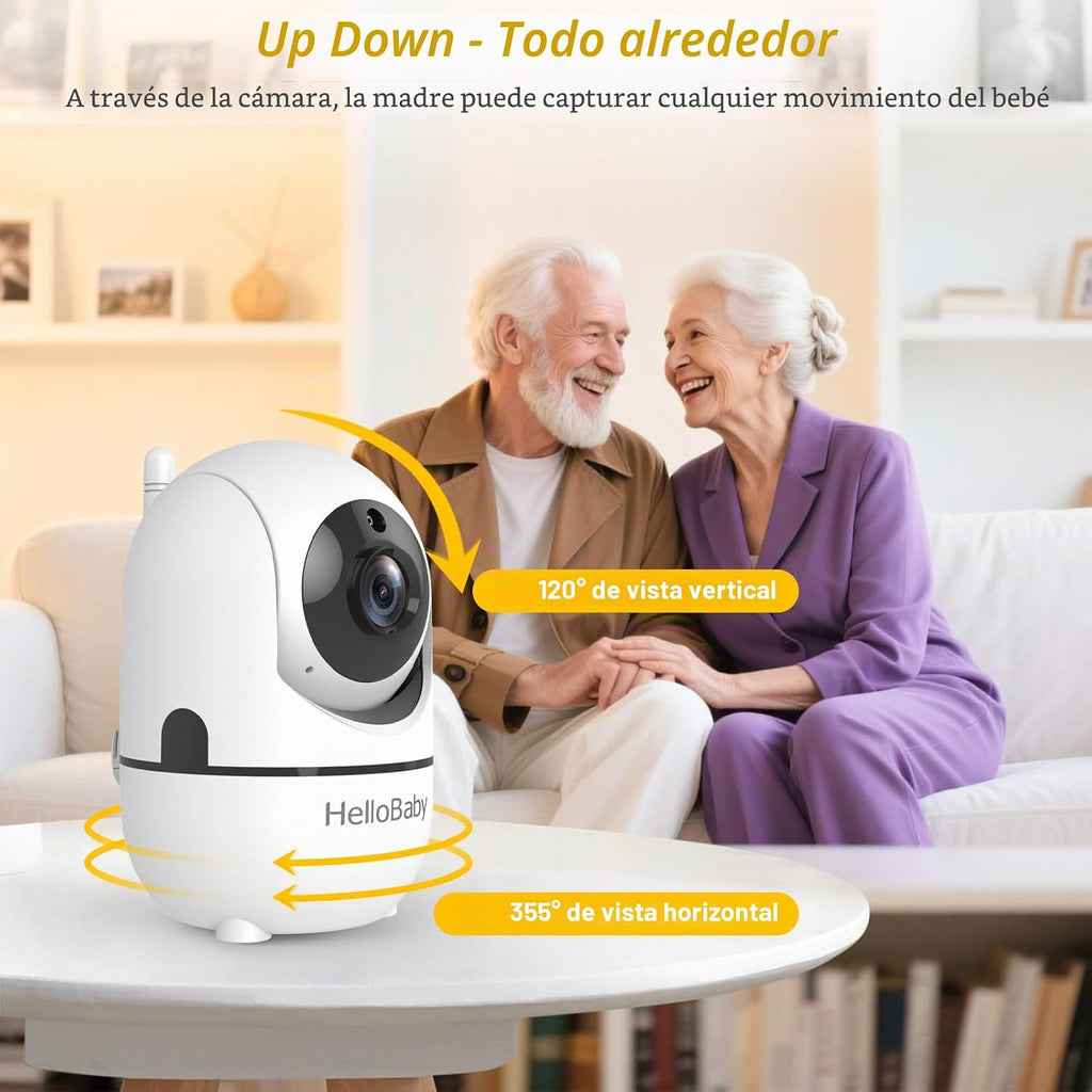 HelloBaby Monitor de bebé con 2 cámaras, pantalla dividida de 6 pul...