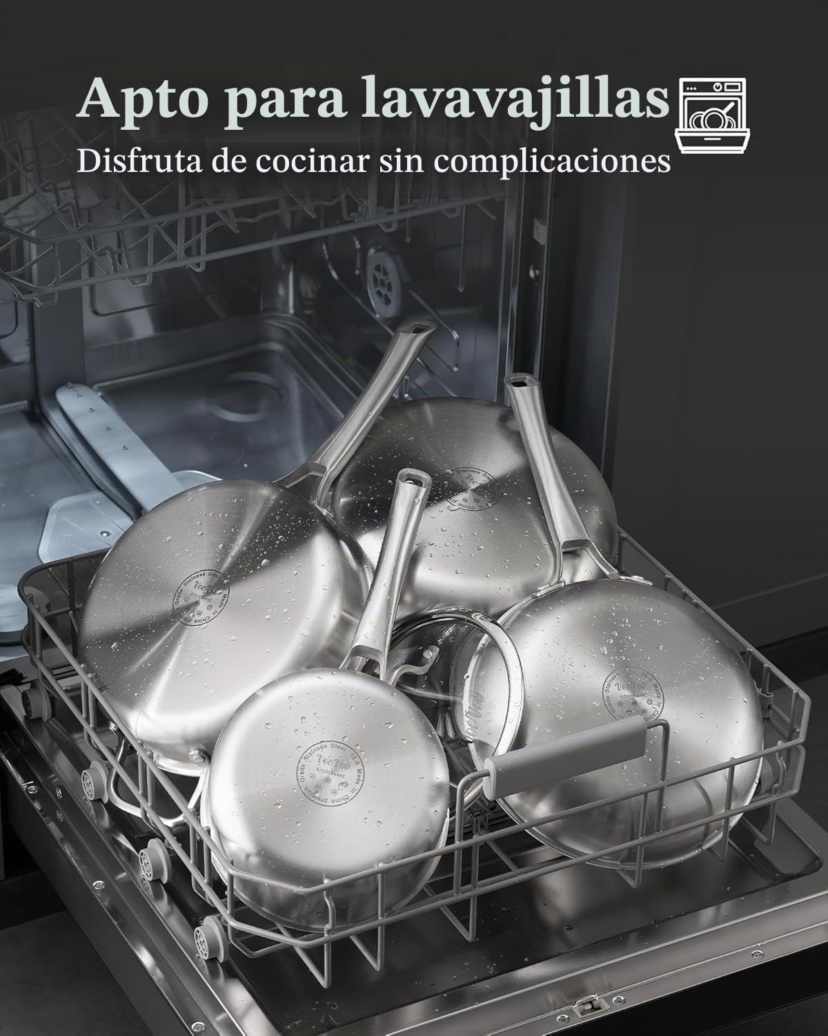 VocVoi Sartén de acero inoxidable, sartén de 12 pulgadas, libre de...