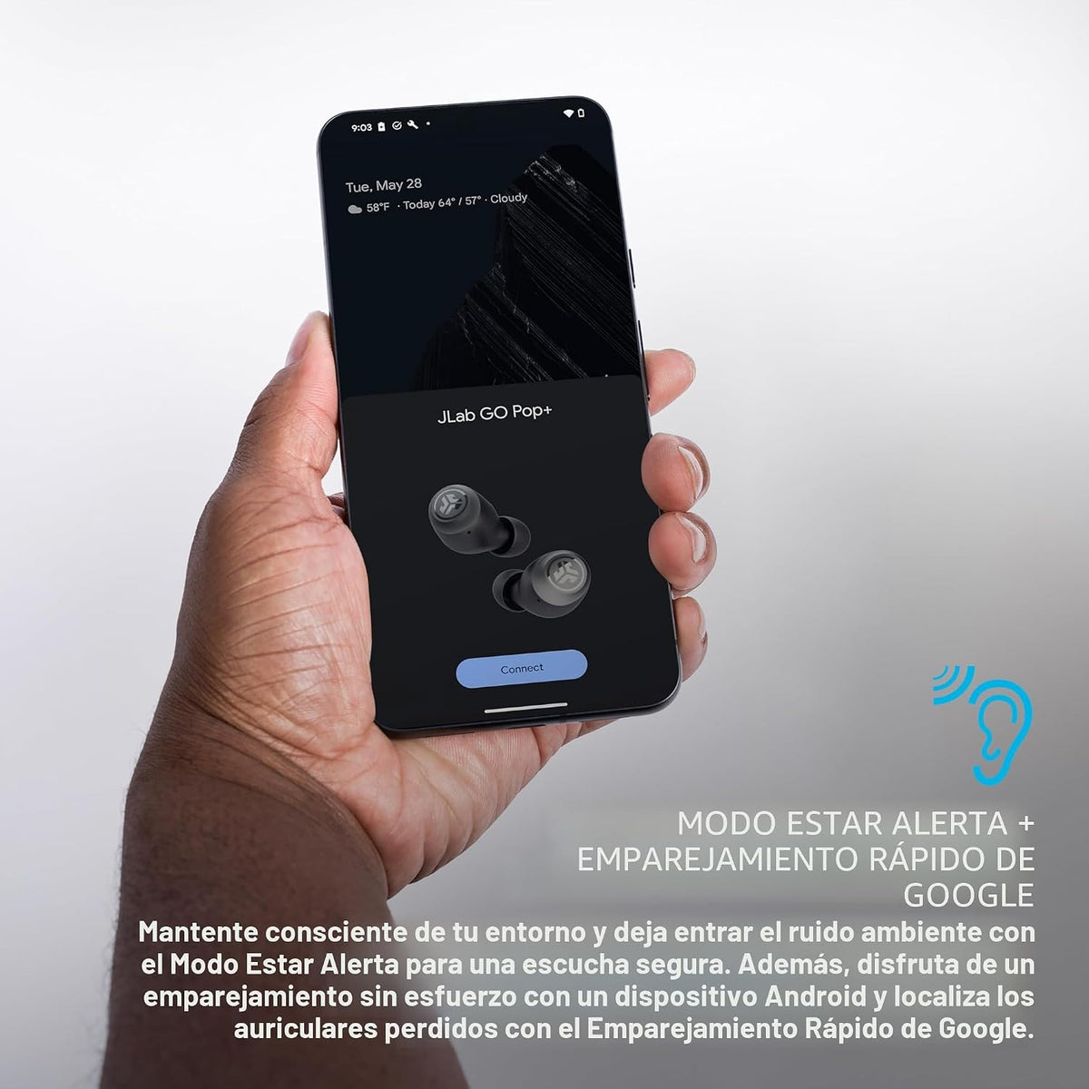 JLab Go Air Pop+ Tones Auriculares Verdaderamente Inalámbricos, Aur...