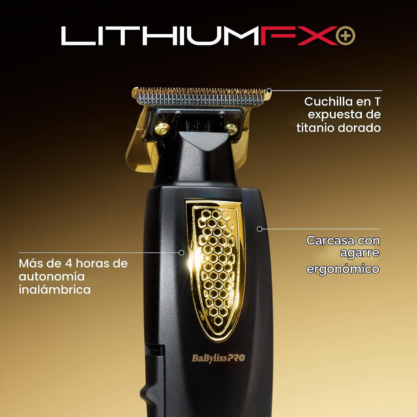 BaBylissPRO LithiumFX Cord\/Cortapelos ergonómicos de litio inalámb...