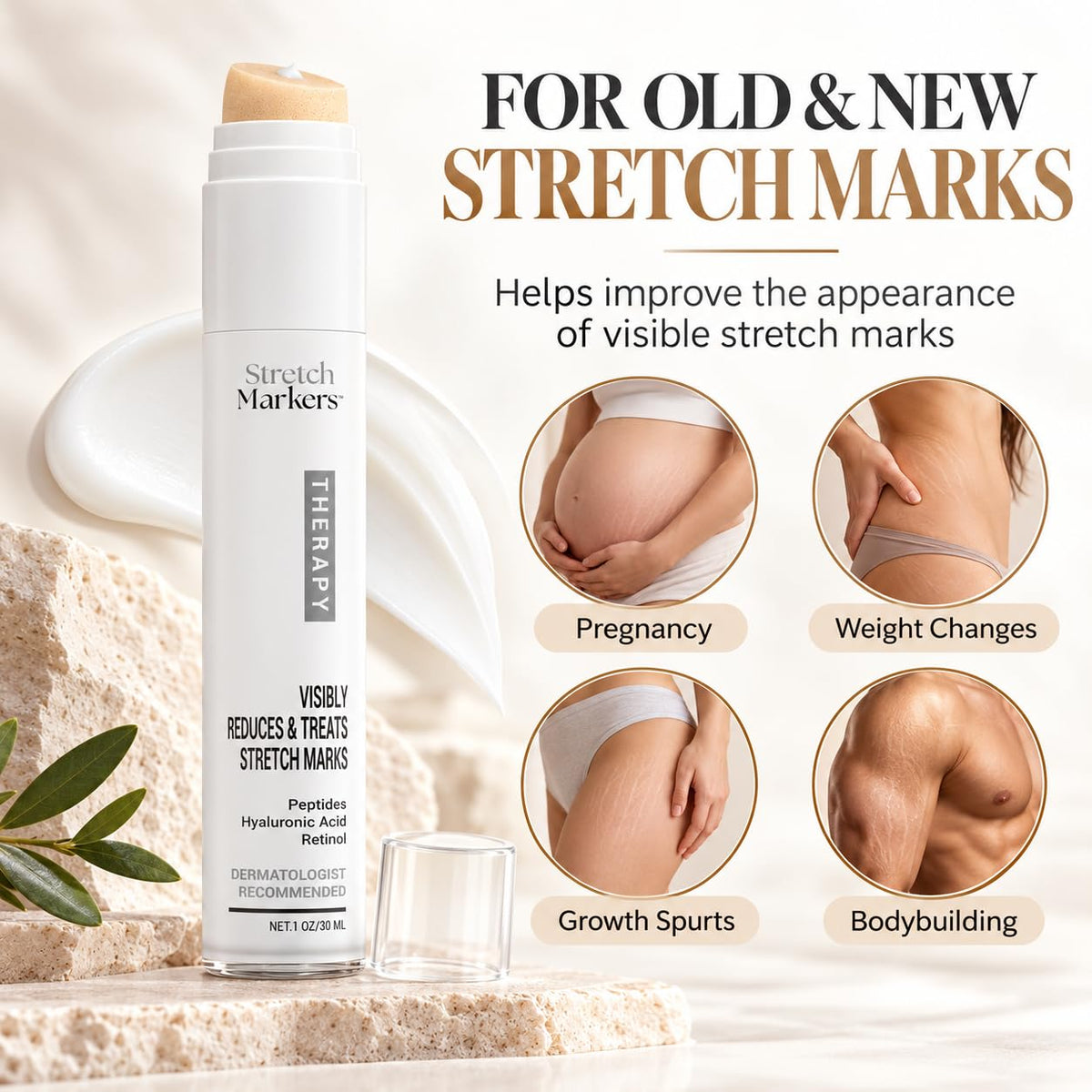 Stretchmarkers Crema eliminadora de estrías con retinol, péptidos y...