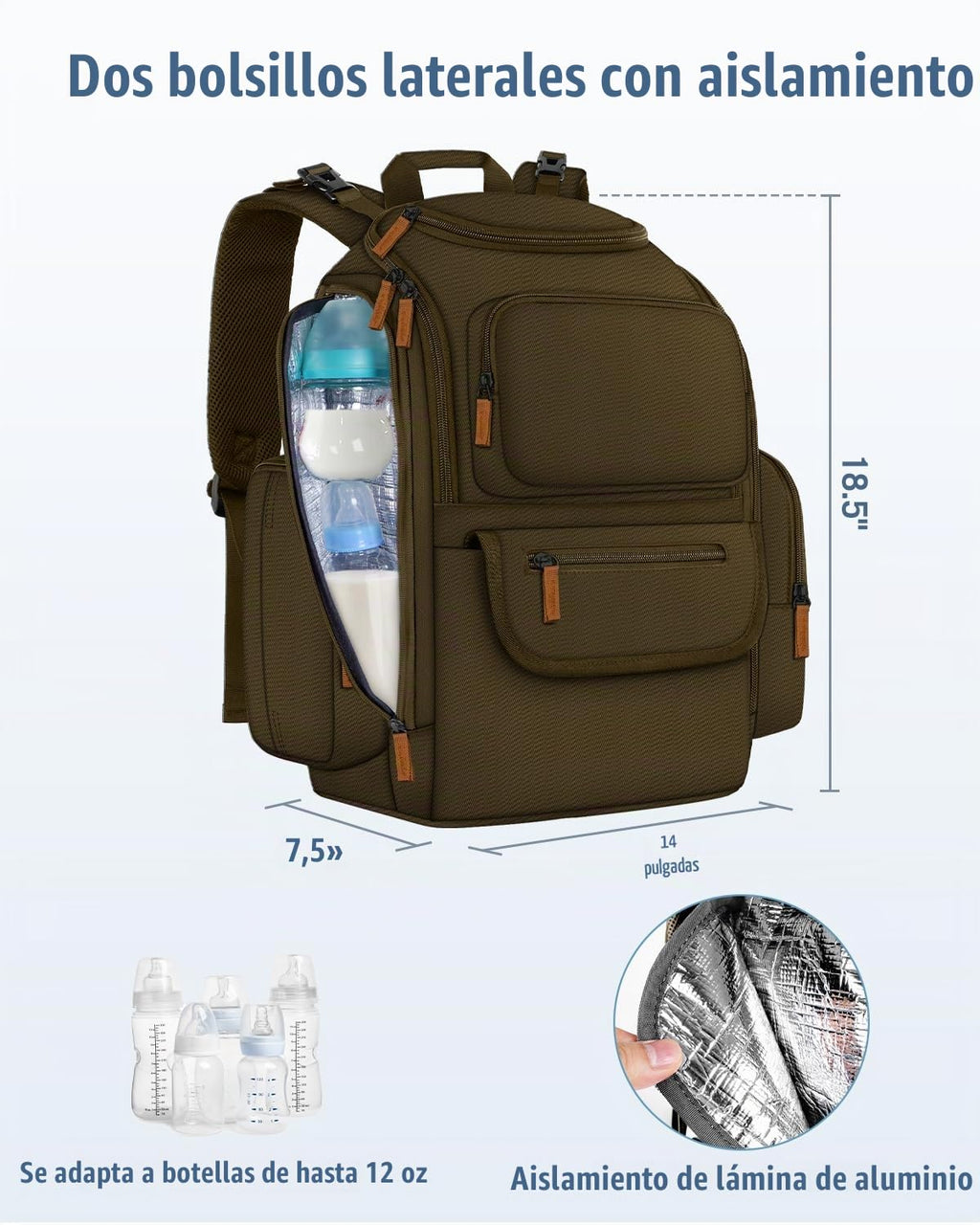 Mancro Mochila para pañales, mochila grande multifunción para bebé,...