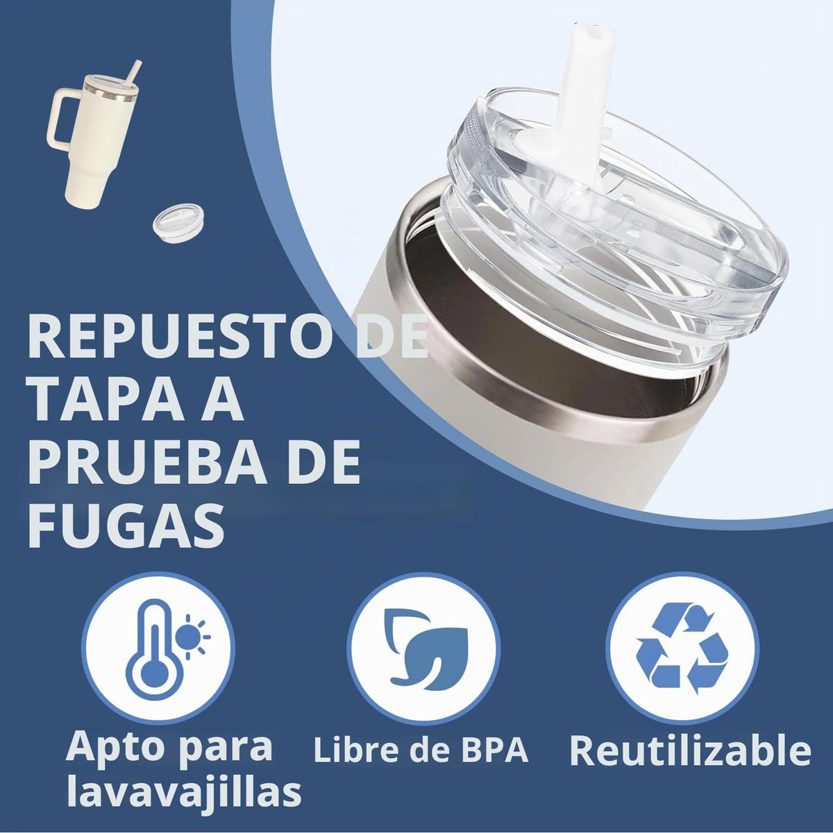 Paquete de 2 Tapas con Pajita Abatible de 40 oz para Vaso Stanley Q...
