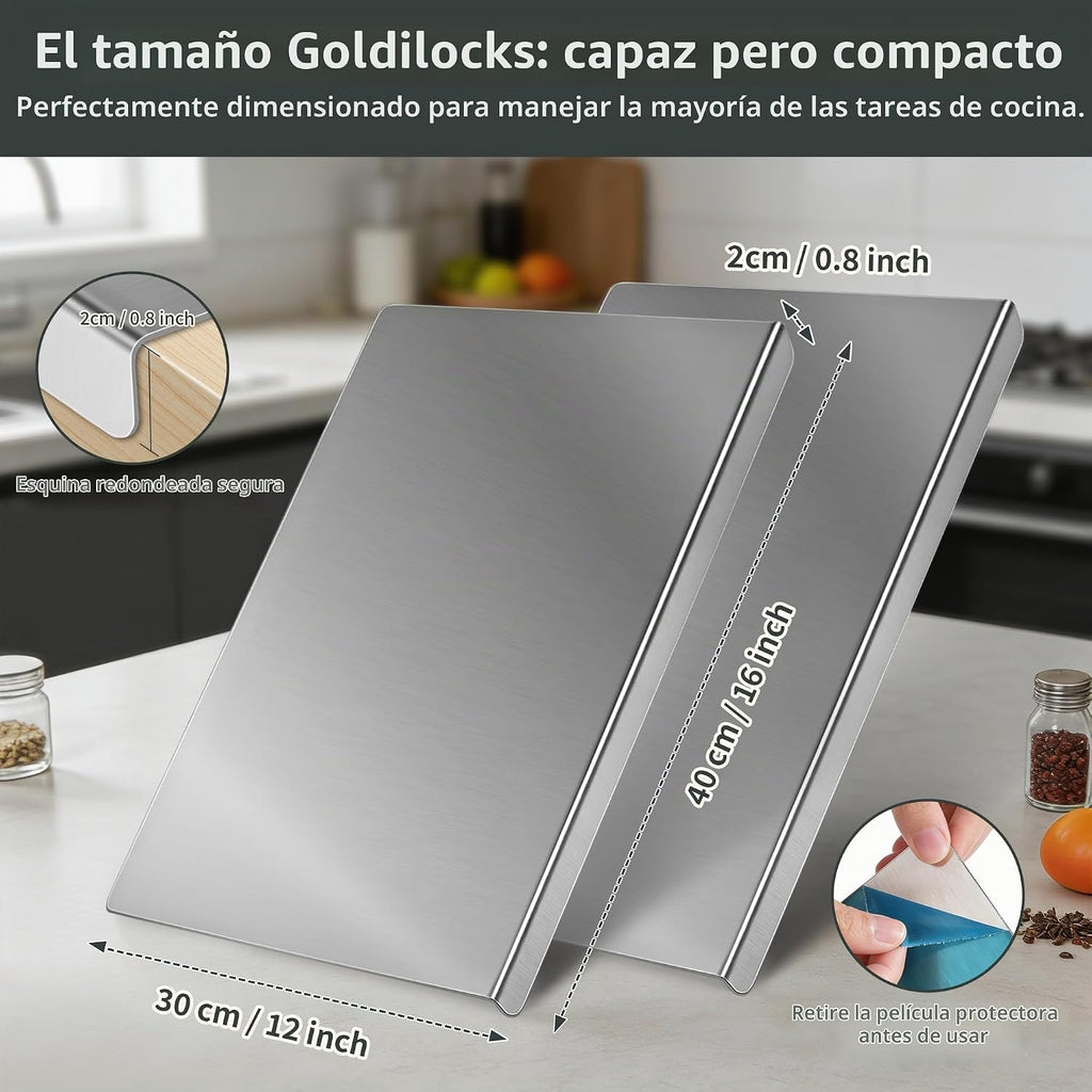 Juego de tablas de cortar de acero inoxidable para cocina, paquete...