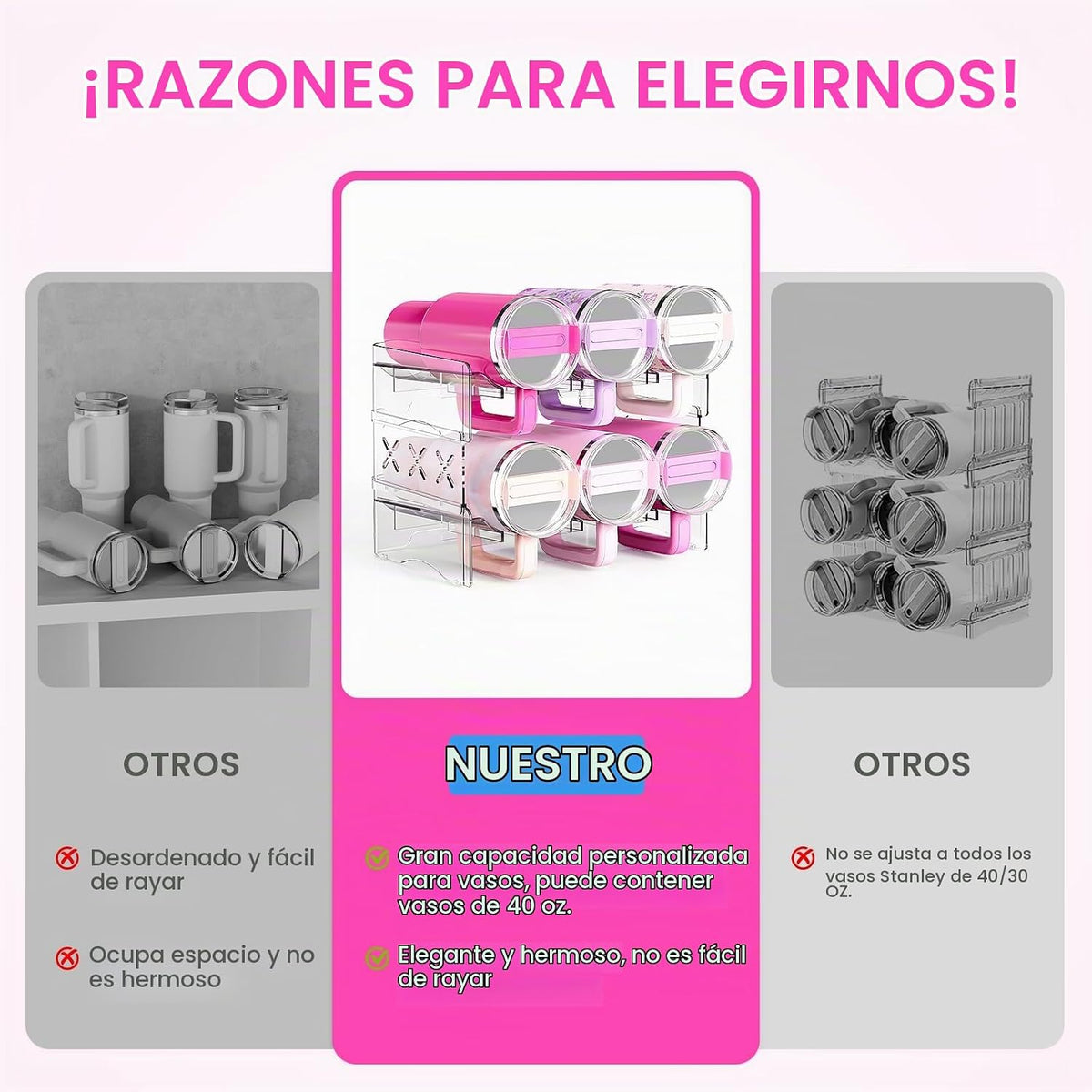 JYPS Organizador de vasos, almacenamiento acrílico para botellas de...
