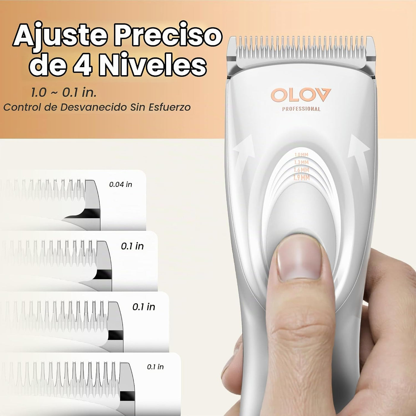 OLOV PROFESSIONAL Cortapelos para hombres, kit de cortapelos inalám...