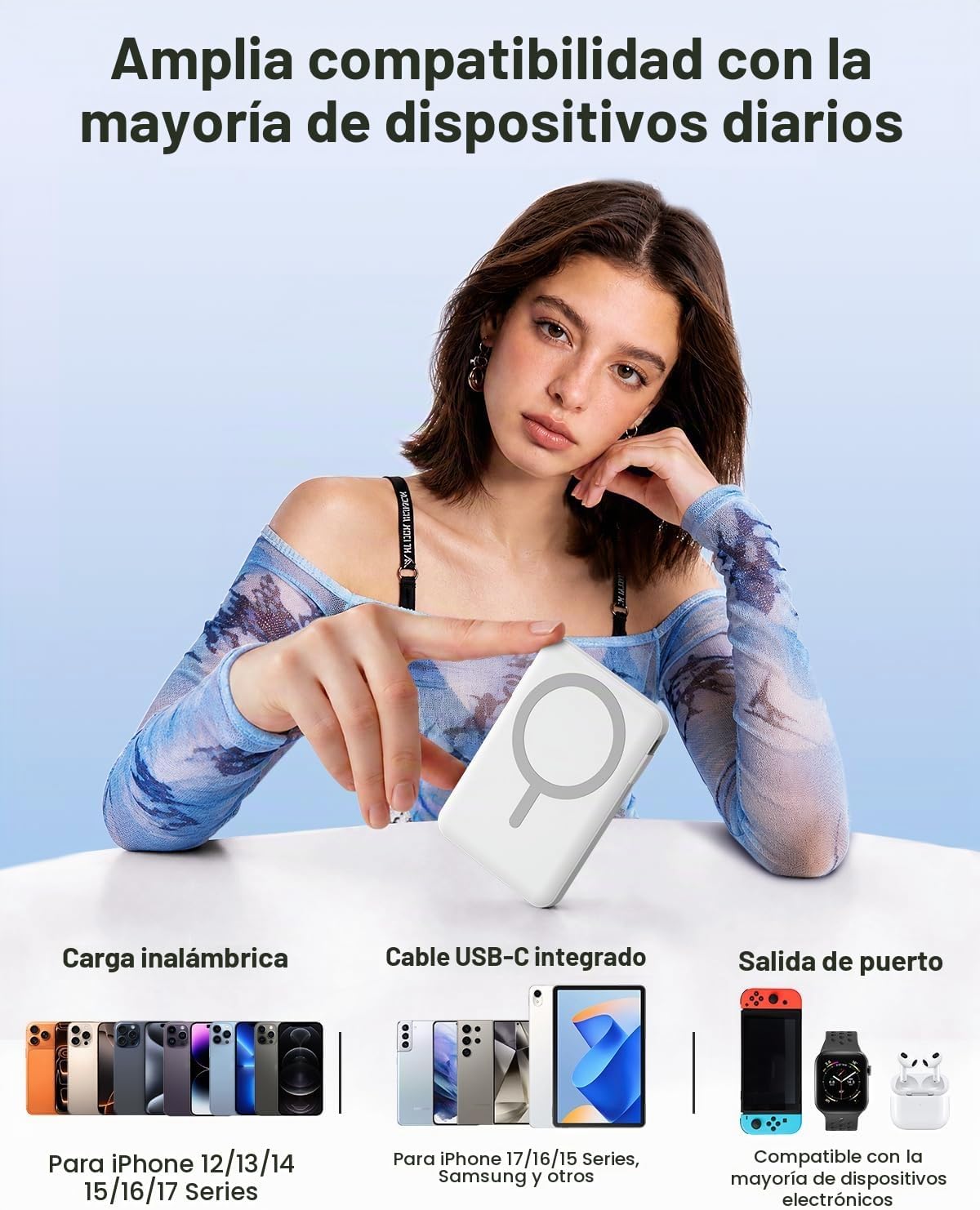 Gawegar para cargador portátil MagSafe, banco de energía magnético...
