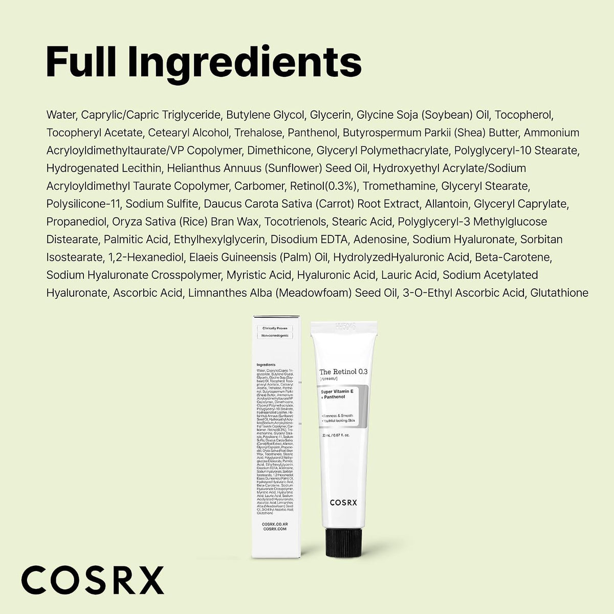COSRX Retinol 0.3% Cream, Crema antienvejecimiento para ojos y cuel...