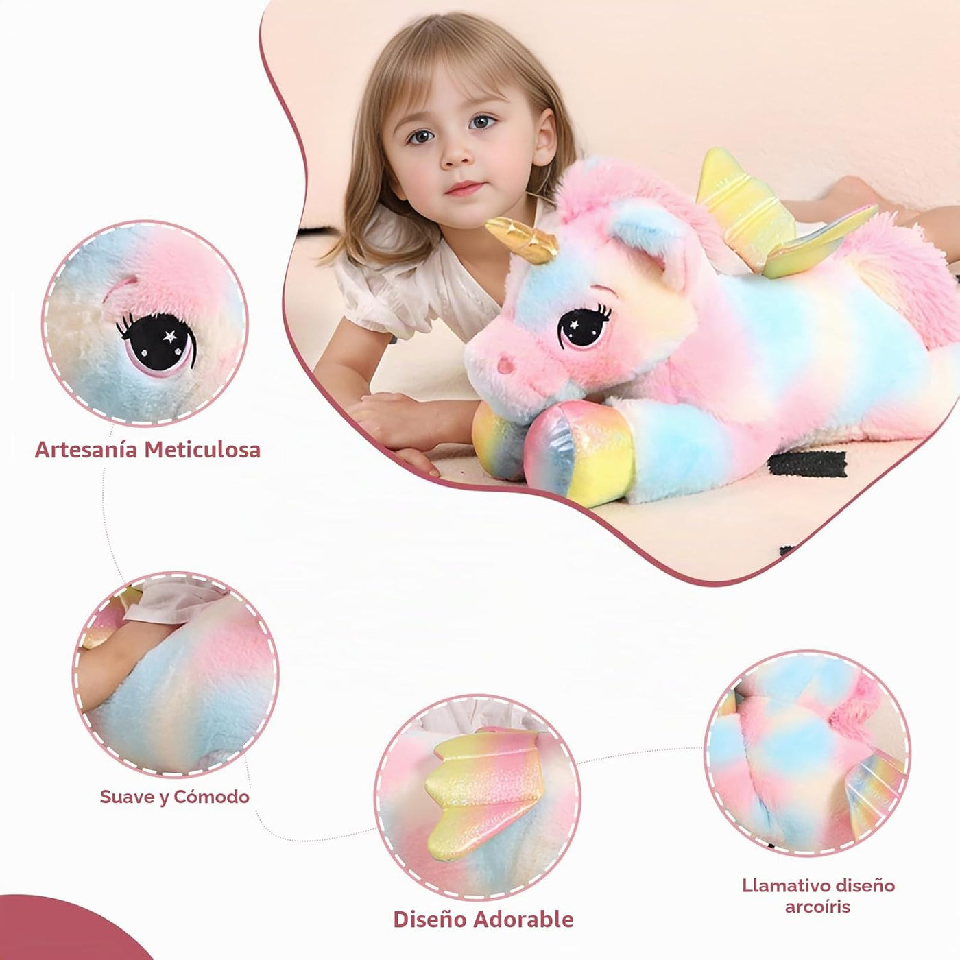 FFxiong Almohada de Peluche de Unicornio Grande de 24 Pulgadas de C...
