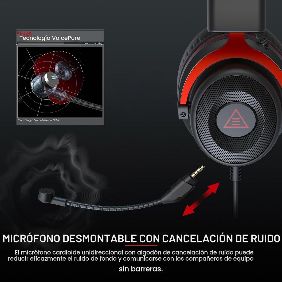 EKSA E900 - Auriculares para juegos con micrófono - Auriculares par...