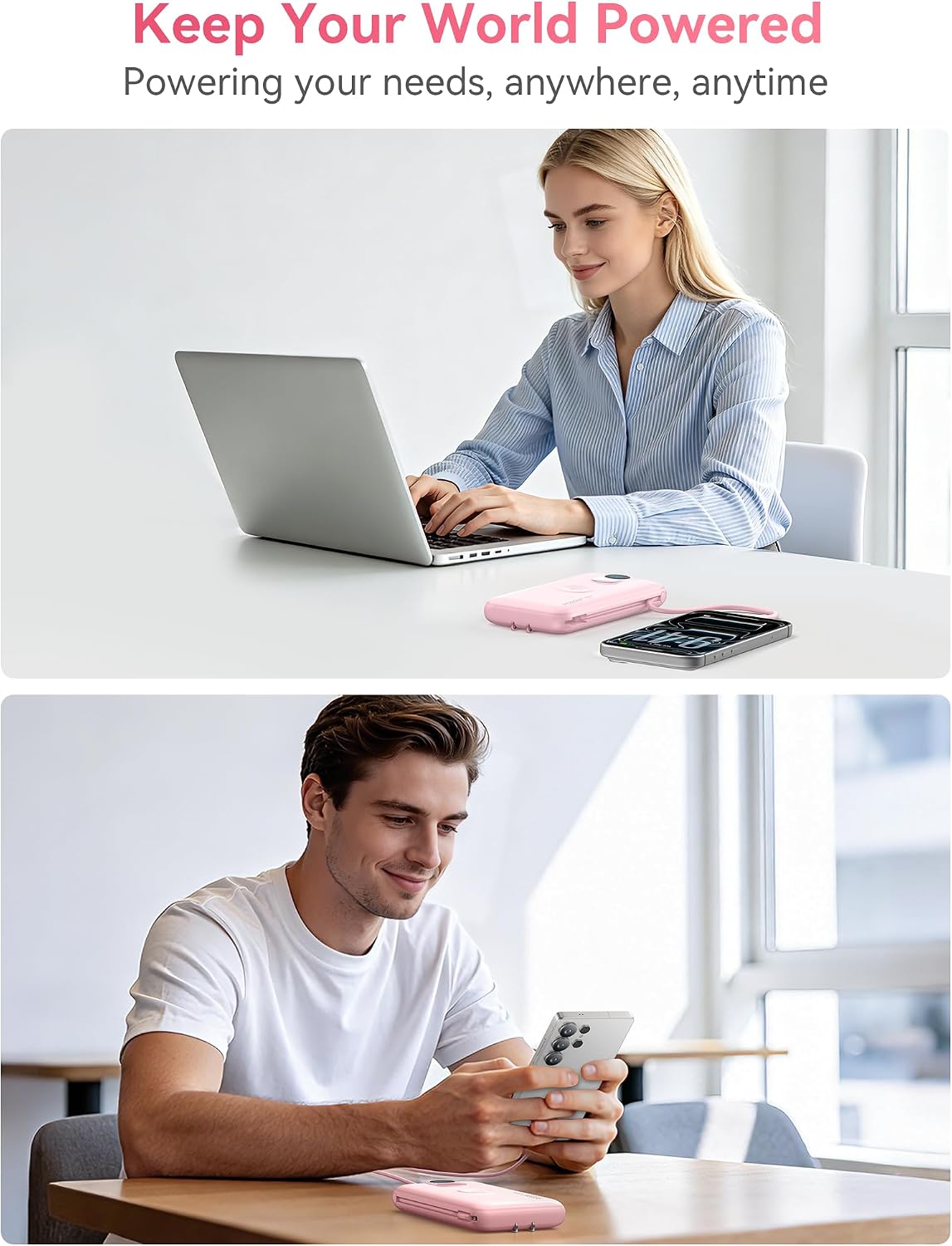 Cargador portátil Power Bank 10000mAh PD20W con cables incorporados...