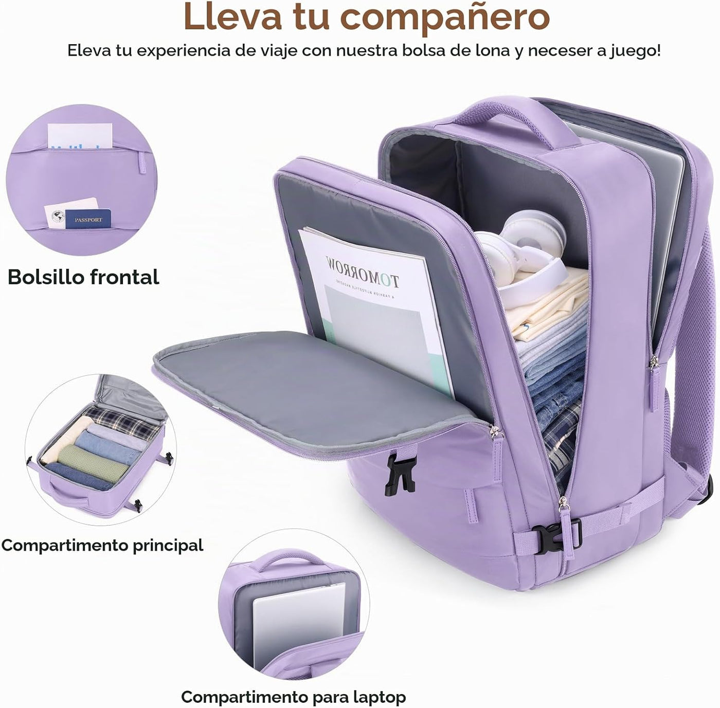 UKEIN Juego de equipaje con mochila, equipaje de mano de policarbon...