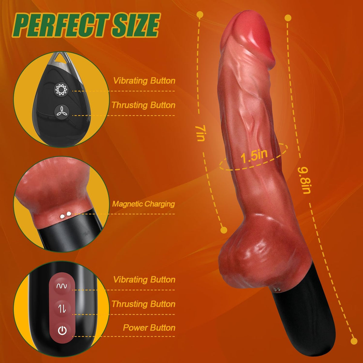 Consolador Vibrador con Movimiento de Empuje Juguetes Sexuales, Con...