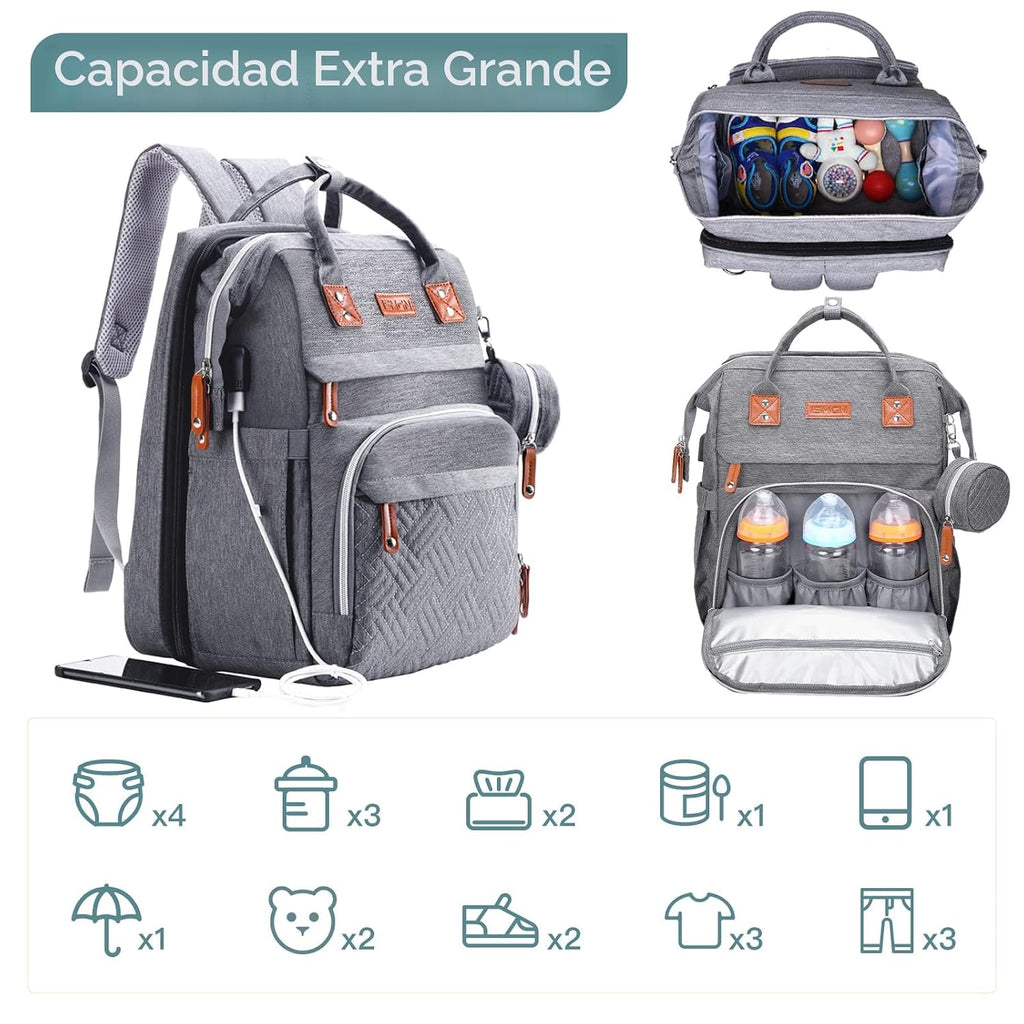 ISMGN Mochila para pañales con estación de cambio, bolsa de pañales...