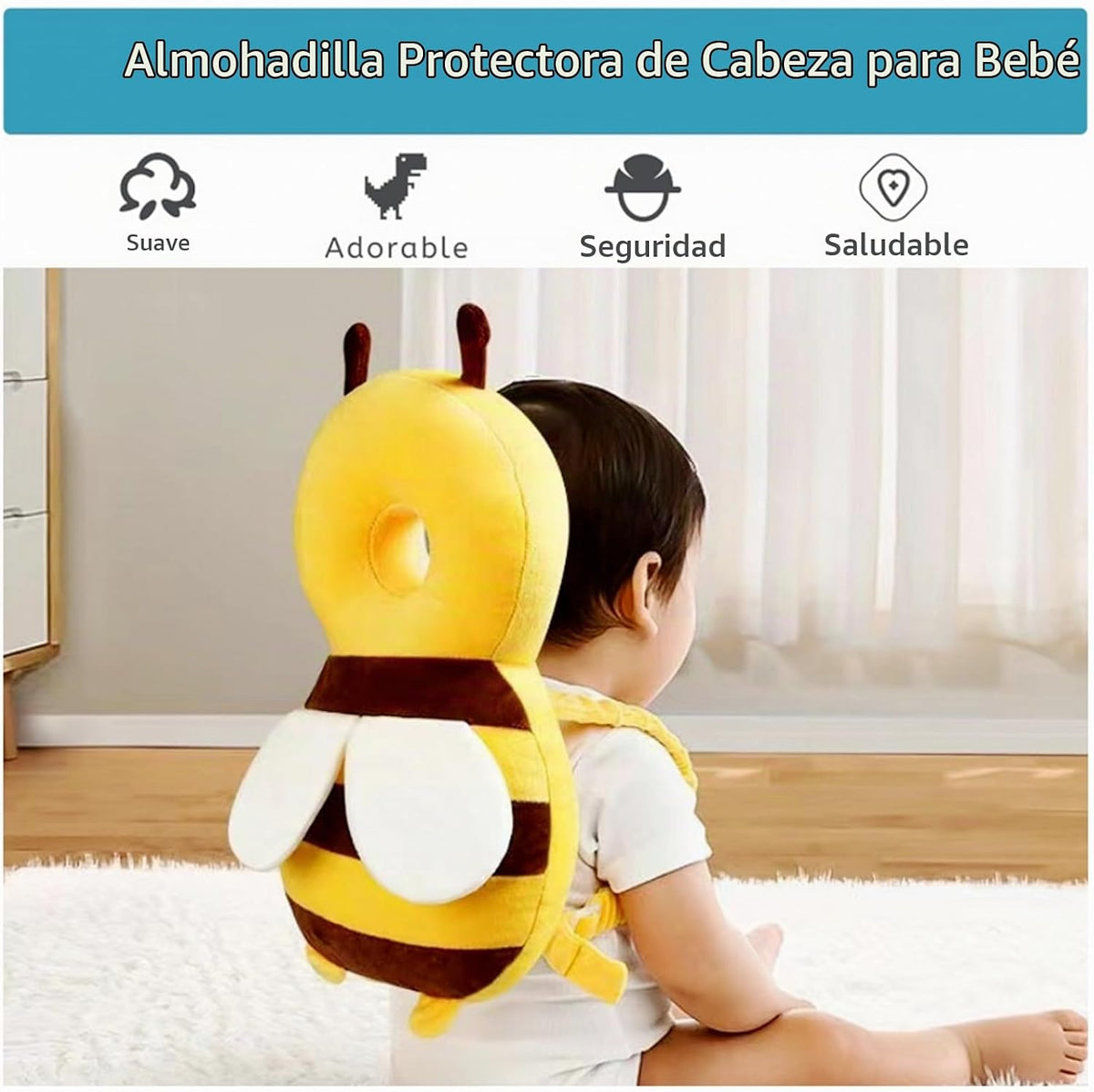 Loisdaro Protector de cabeza de bebé, mochila de protección de cabe...