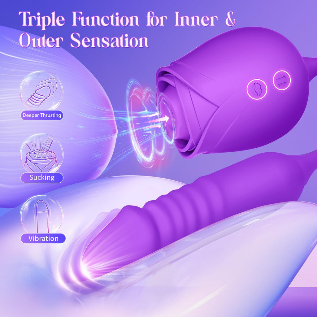 MOOLIGIRL - Vibrador de succión de rosas para mujeres, juguetes par...