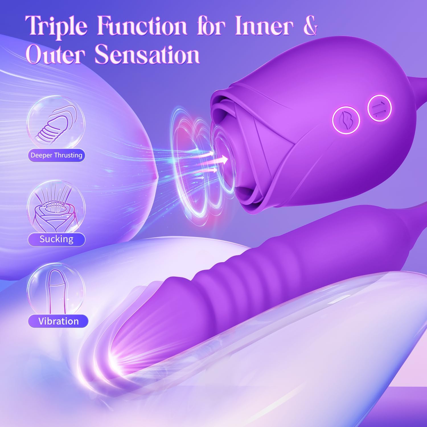 MOOLIGIRL - Vibrador de succión de rosas para mujeres, juguetes par...