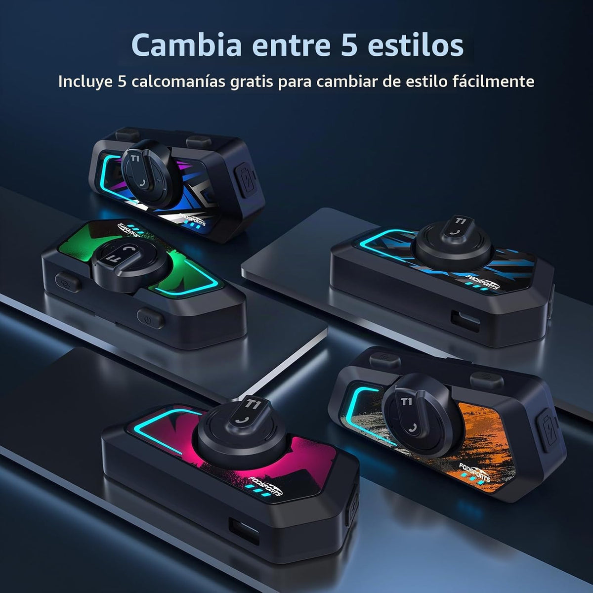 Fodsports T1 - Intercomunicador Bluetooth V5.4 para motocicleta con...