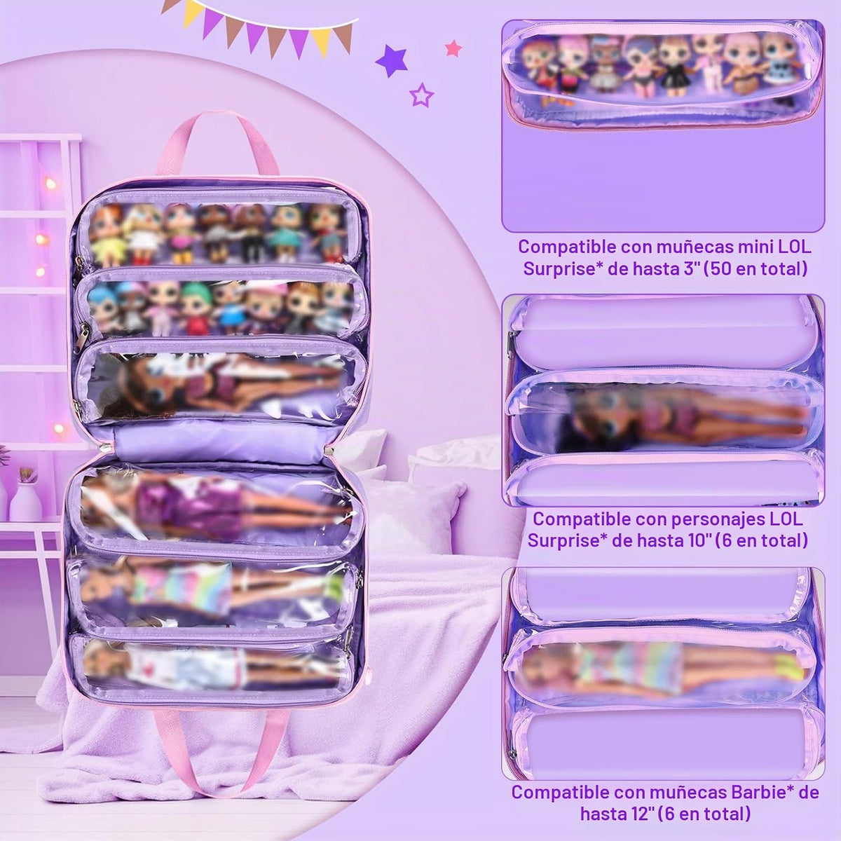 Craflakow - Bolsa de transporte para muñecas compatible con muñecas...