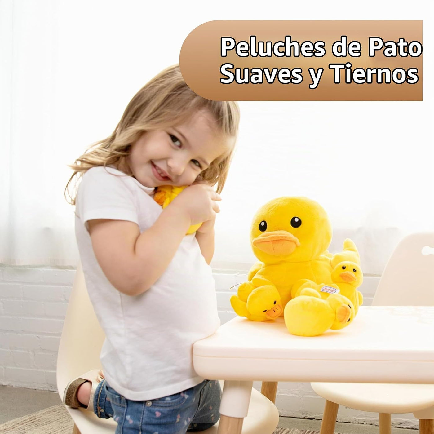 PREXTEX Juguetes de peluche con 5 patos de peluche para bebé, crema...
