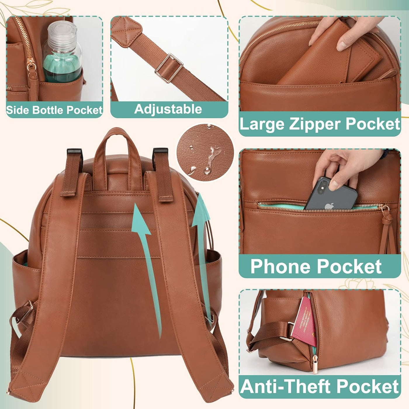 MOMINSIDE Mochila pequeña para pañales, mini bolsa de pañales con 1...